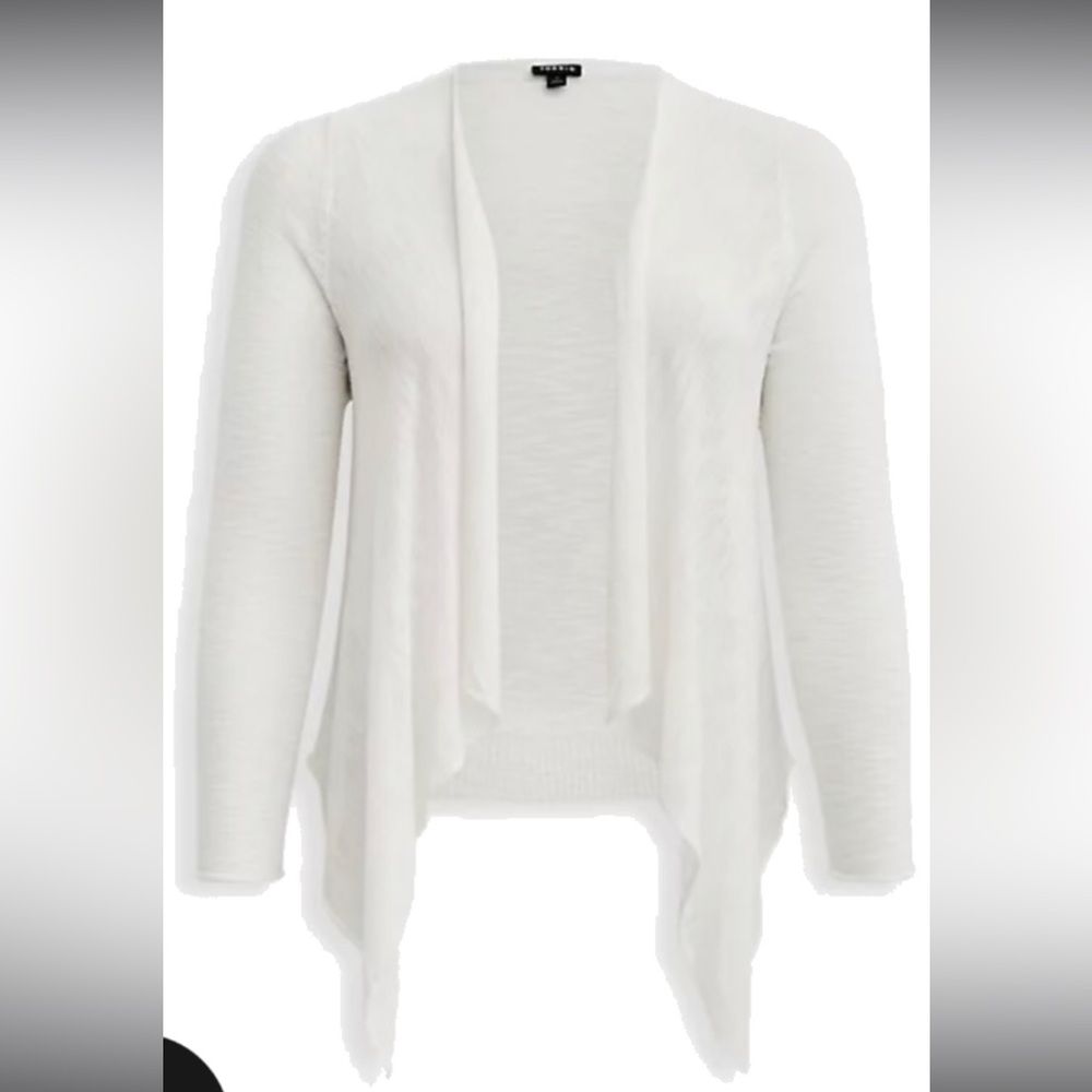 Torrid Plus Size 1 White Slub Drape Cardigan